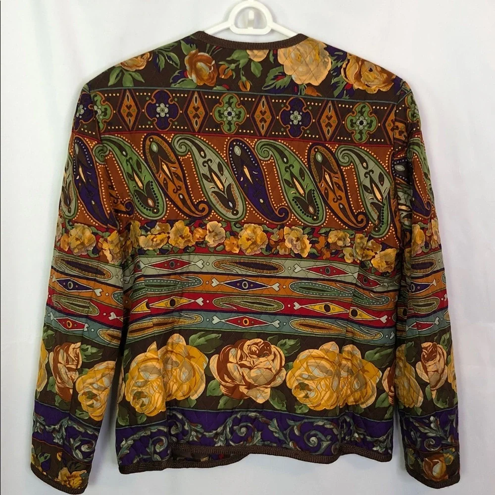 Carlisle Women's Floral Paisley Quilted Silk/Wool Blended Jacket Size 12